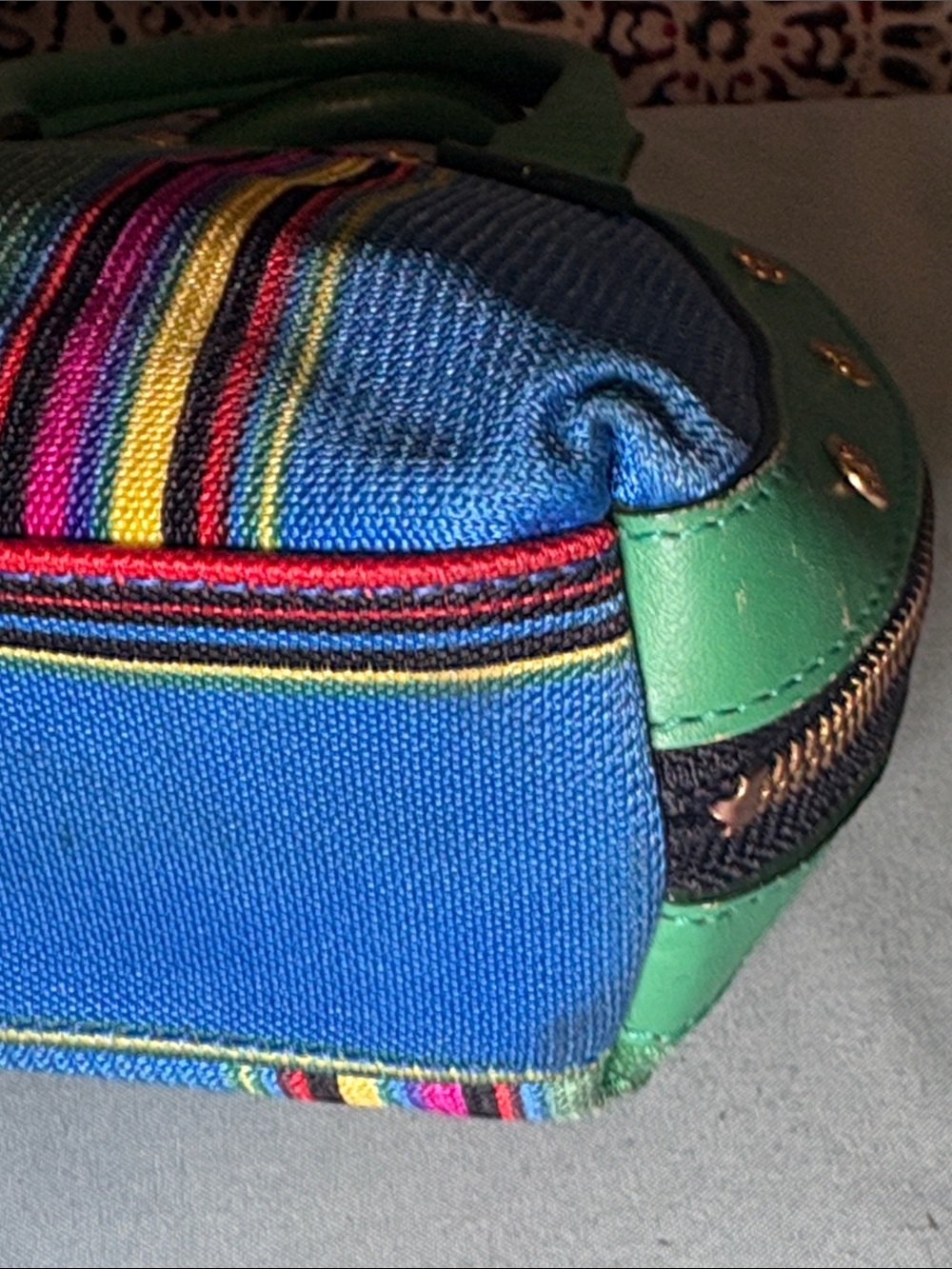 Gianni Versace Sunburst Multi-Color Striped Canvas Mini Bowler Bag - Picture 8 of 16